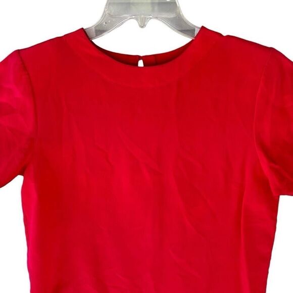 Vintage Anna & Frank 90s Red Velvet Silk Blouse Top Crew Neck Pullover Size M - Picture 2 of 7